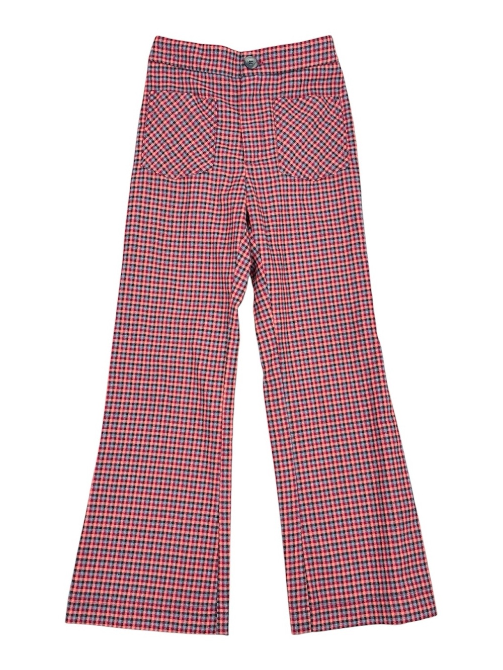 Zara Retro Style Orange and Red Check Wide-Leg Girls Trousers Pants